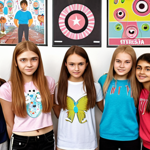Home 13 **Teenagers in a Self-Esteem Group:** A diverse group of Russian teenagers engaged in a "strengths spotlight" exercise, confidently sharing their talents and passions in a safe, supportive space. The scene is bright and encouraging, with posters promoting positivity.