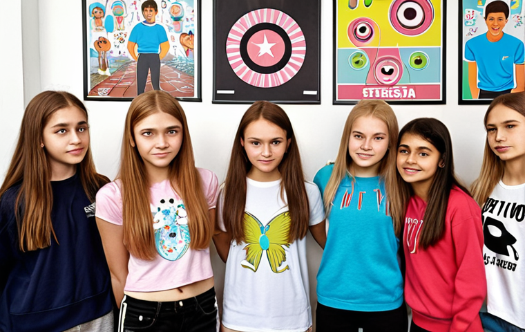 **Teenagers in a Self-Esteem Group:** A diverse group of Russian teenagers engaged in a "strengths spotlight" exercise, confidently sharing their talents and passions in a safe, supportive space. The scene is bright and encouraging, with posters promoting positivity.
