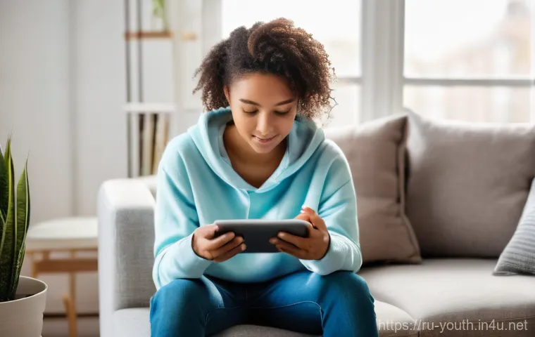 청소년상담사 필수 학습 도구 - **Prompt 1: Digital Well-being Tracker**
    A diverse teenage girl, aged 15-17, is seated comfortab...