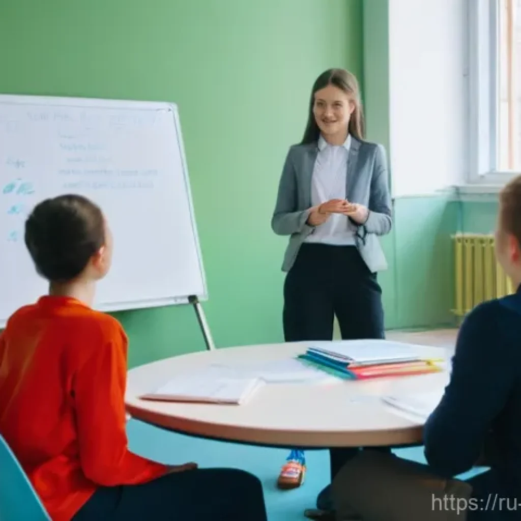 청소년상담사 시험 대비 실전 팁 - **Prompt:** A dynamic scene inside a modern, well-lit Russian youth center. A professional, diverse ...