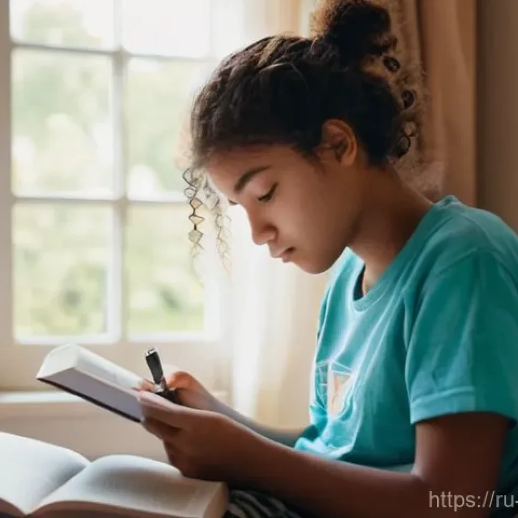 청소년상담사 현장에서 자주 쓰이는 기술 - **Prompt: A teenager journaling their emotions in a cozy, slightly messy bedroom.**
A realistic,...