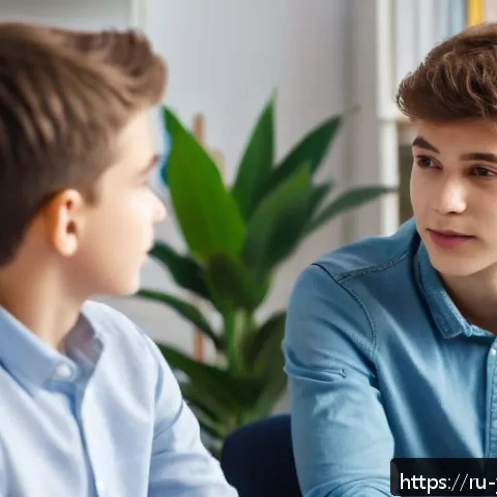 청소년상담사로서 경력 개발을 위한 워크샵 - A professional psychologist conducting an empathy-based counseling session with a Russian teenage bo...